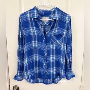 Rails Hunter Periwinkle Cyan/Pink Checkered Shirt
